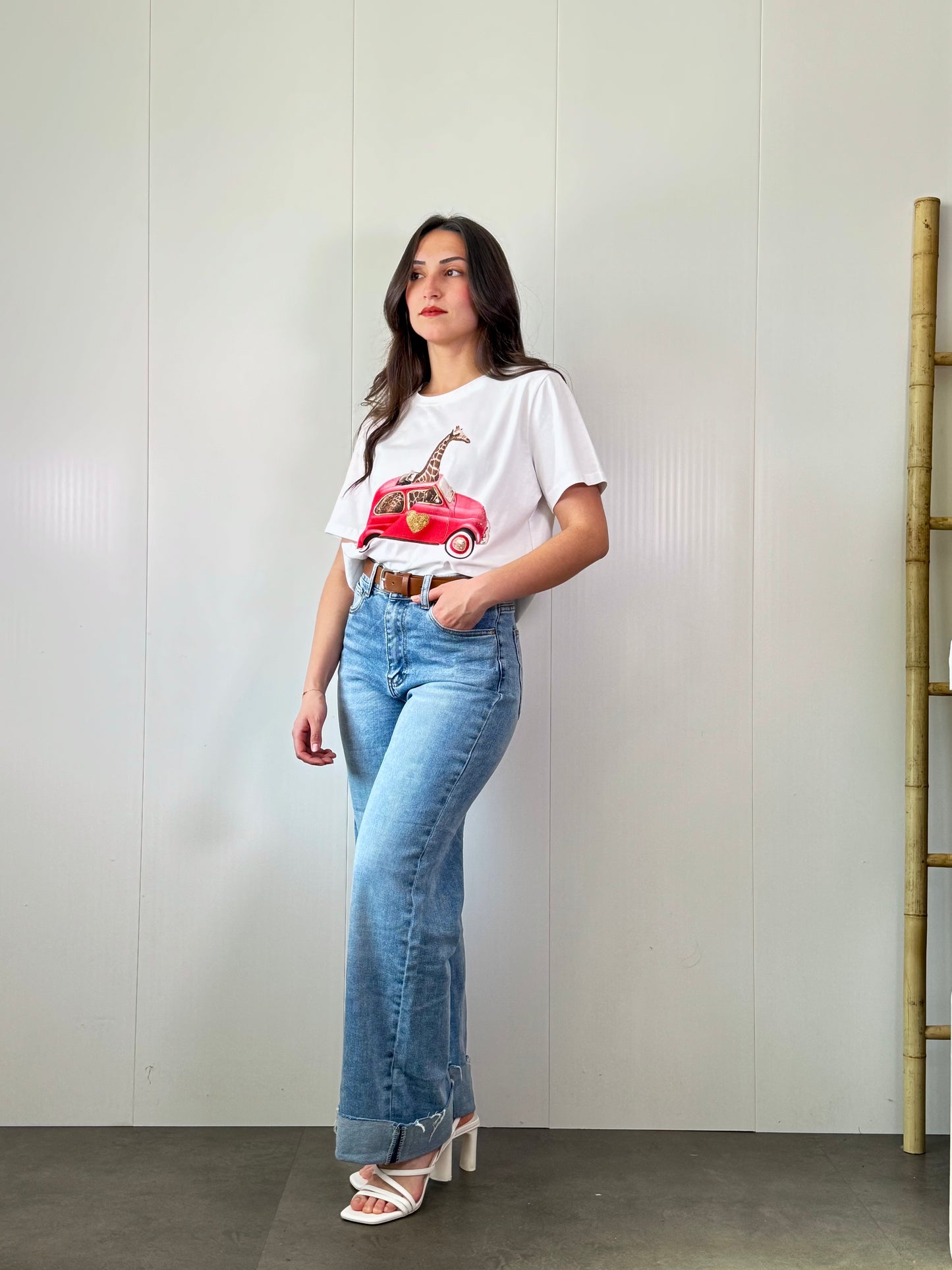 Camiseta jirafa roja