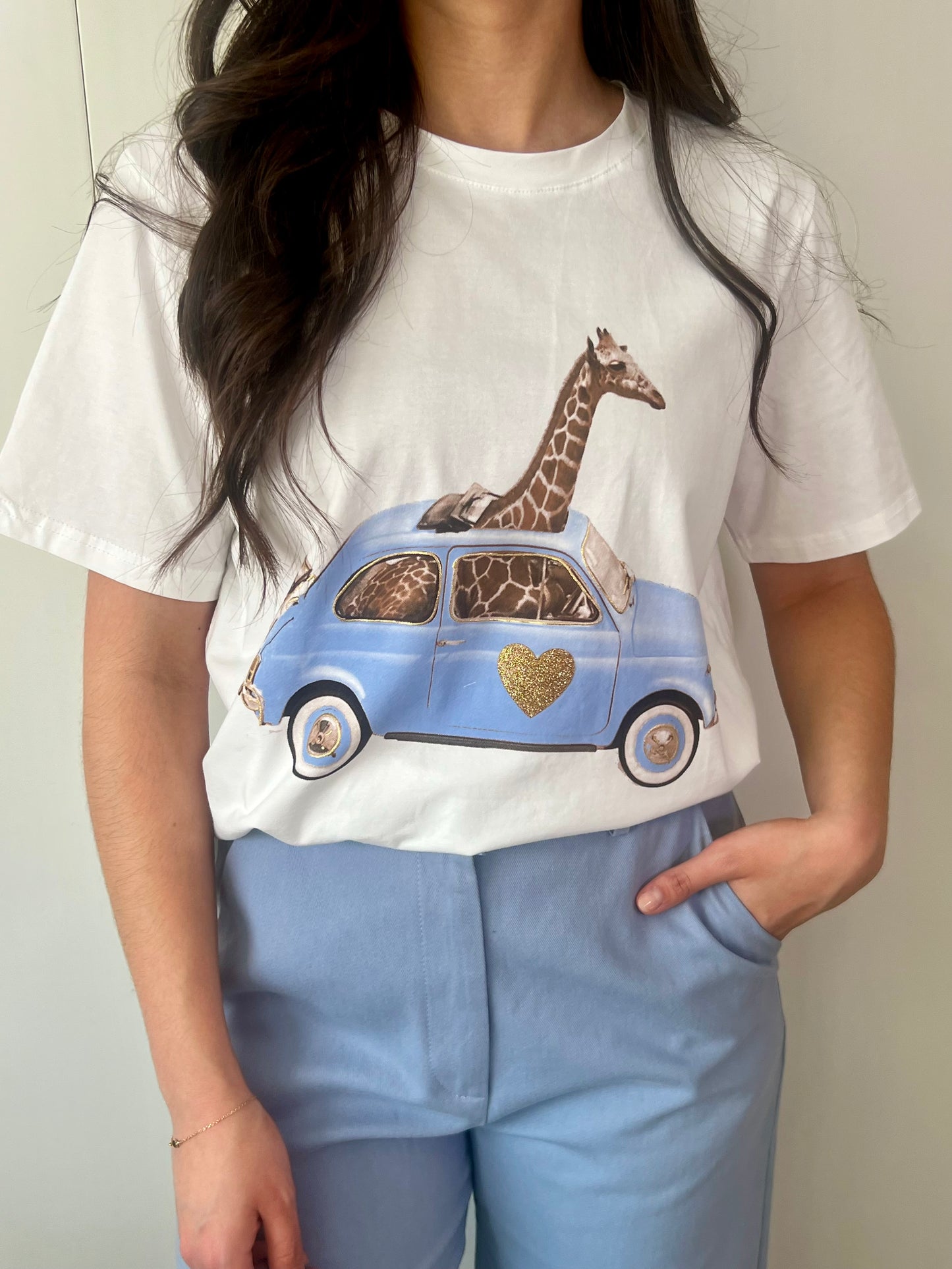 Camiseta jirafa azul