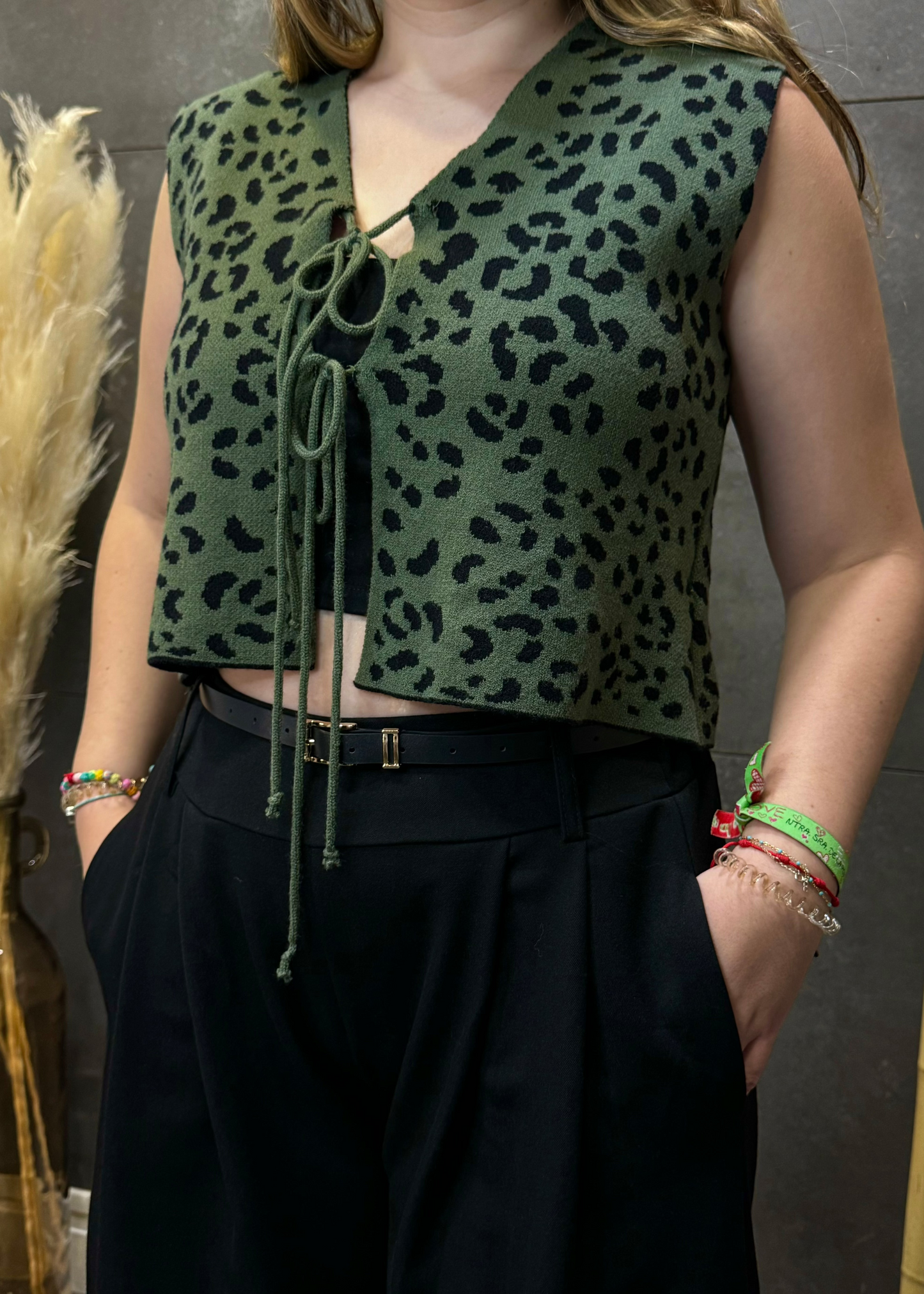Chaleco punto leopardo