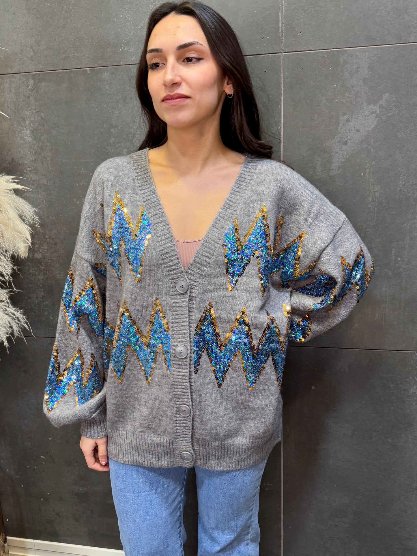 Cardigan Cenefa Gris