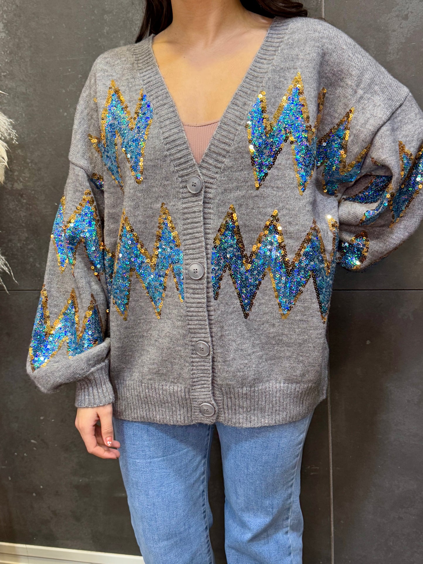 Cardigan Cenefa Gris