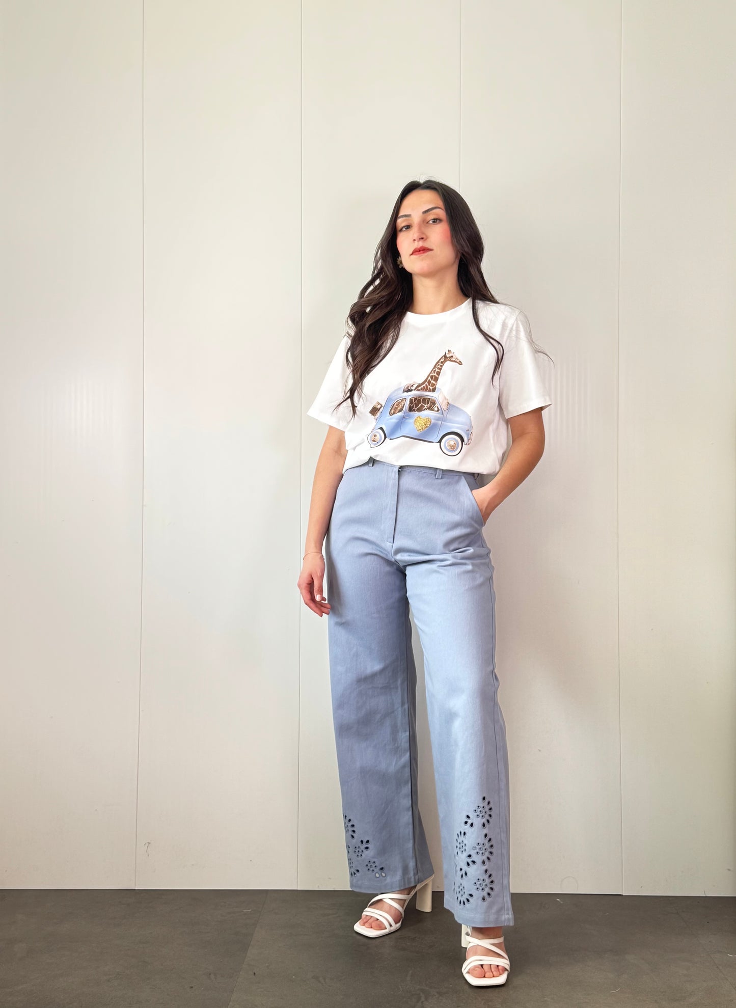 Camiseta jirafa azul