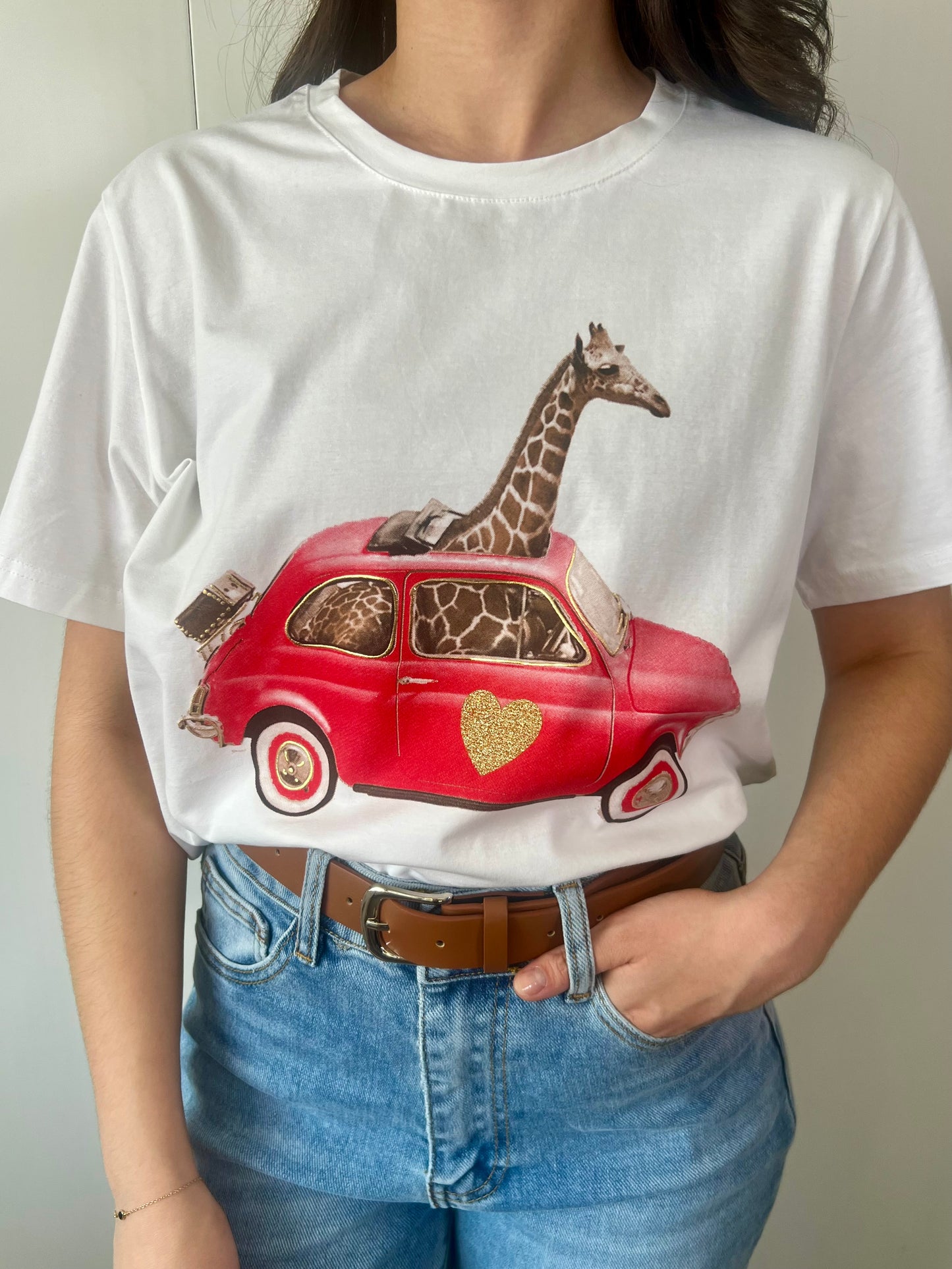 Camiseta jirafa roja