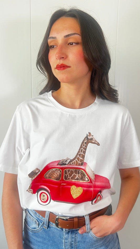 Camiseta jirafa roja